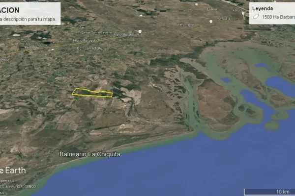 Mapa de ubicación del campo de 1.578 hectáreas próximo a Pedro Luro, provincia de Buenos Aires. 